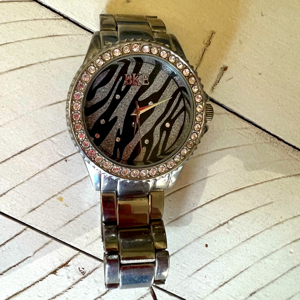 BKE Glitzy Zebra Print Watch
